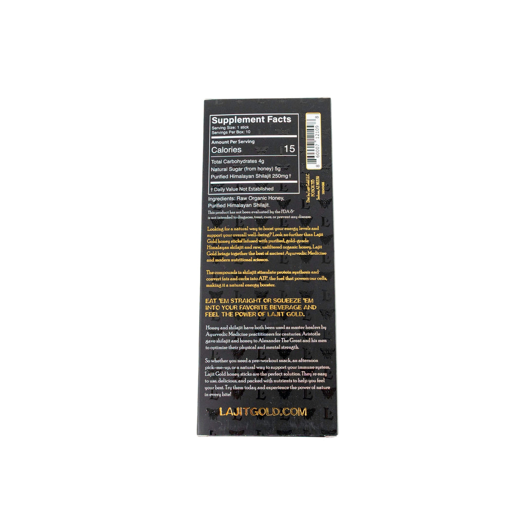 Lajit Gold Shilajit Infused Honey Sticks (10 pack)
