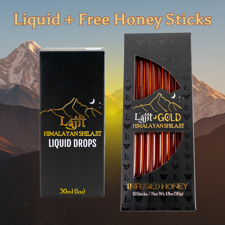 Shilajit Liquid Drops + Free Infused Honey Sticks