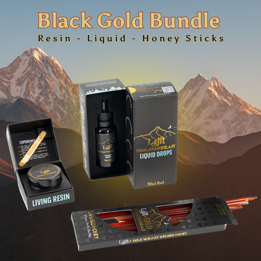 Lajit Gold resin, liquid drops, and infused honey sticks bundle