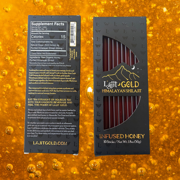 Lajit Gold Shilajit Infused Honey Sticks 10 Pack