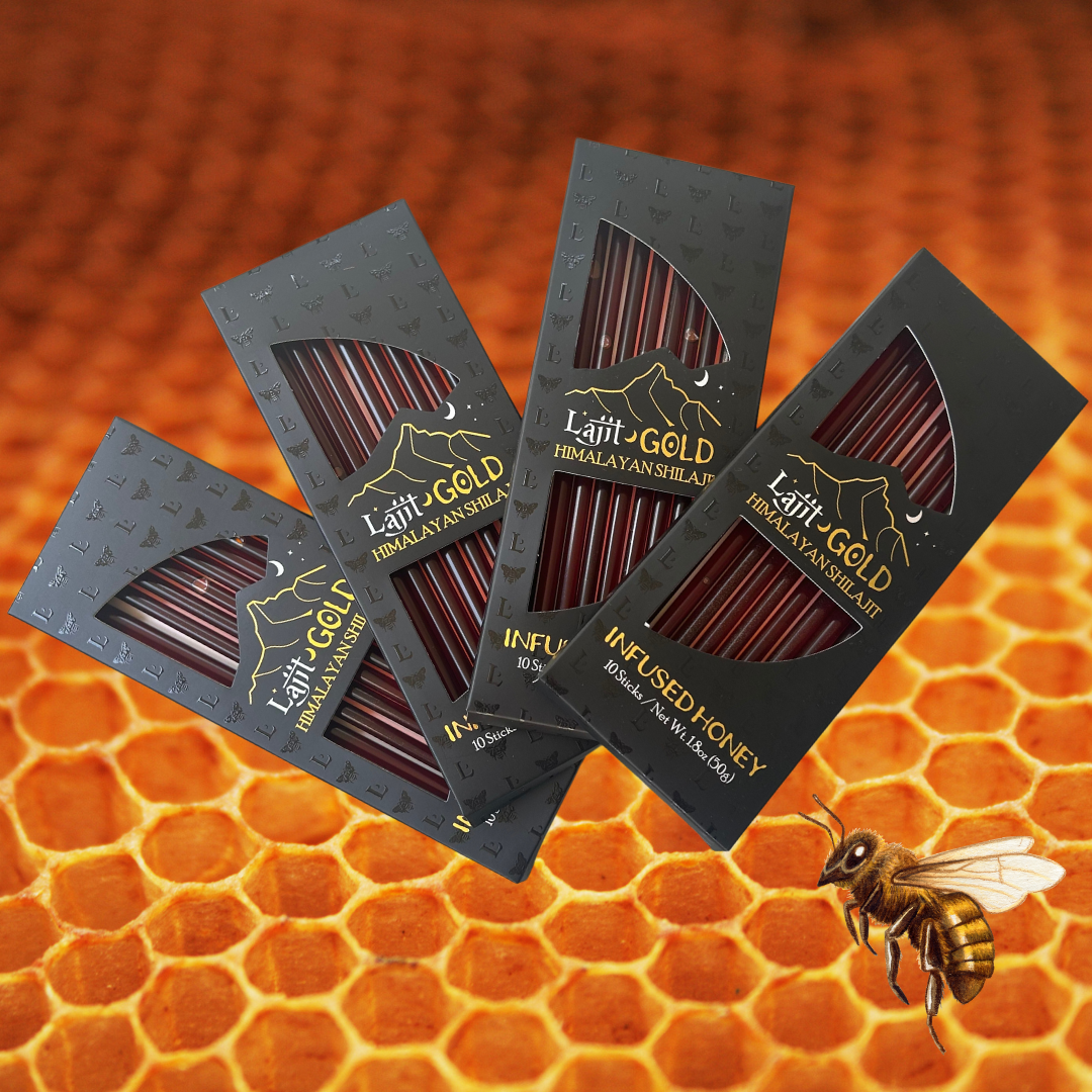 Lajit Gold Shilajit Infused Honey Sticks 10 Pack